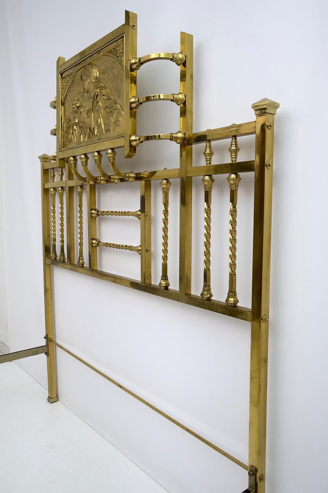 photo for sale Art Nouveau Italian Brass Double Bed Early 1900s