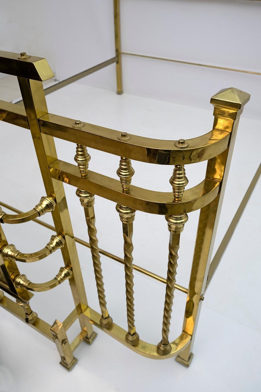 Furniture Art Nouveau Italian Brass Double Bed Early 1900s photo