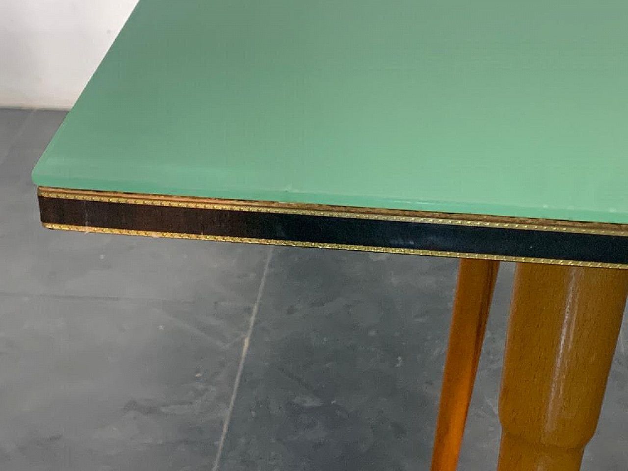 Table In Black Profiled Beechwood With Brass Edges, 1950s photo vinterior