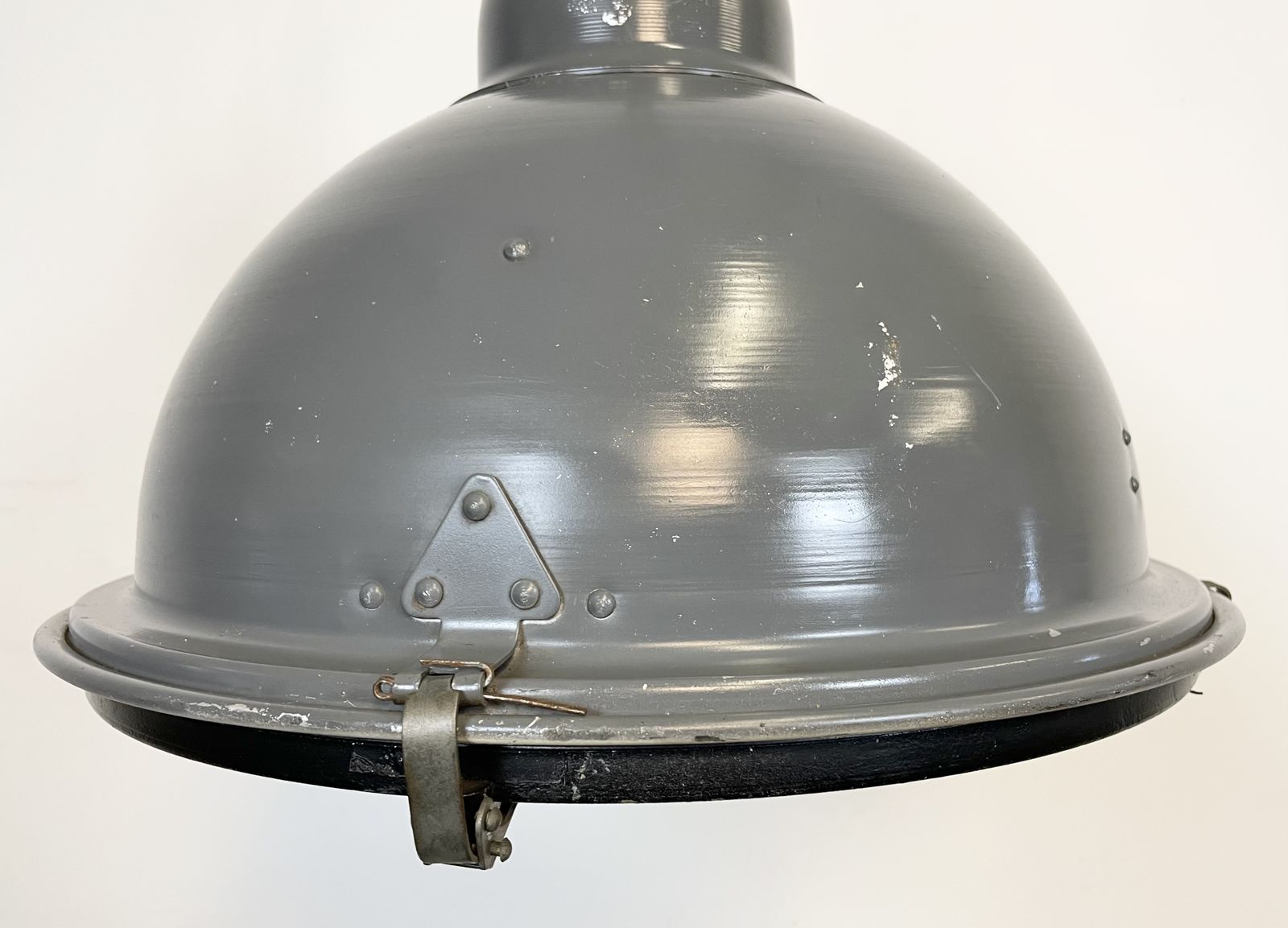 Grey Industrial Pendant Lamp With Clear Glass Cover, 1970s, 4x photo buy