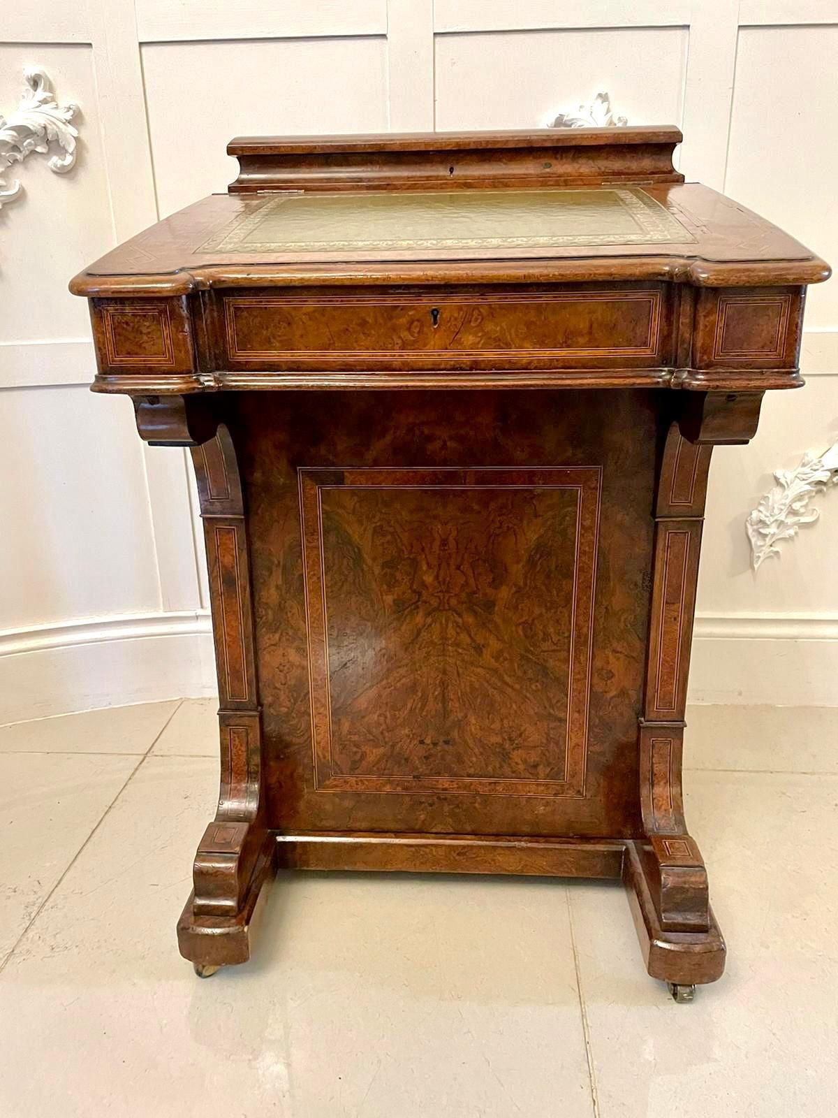 Antique Victorian Quality Burr Walnut Inlaid Freestanding Davenport photo Furniture
