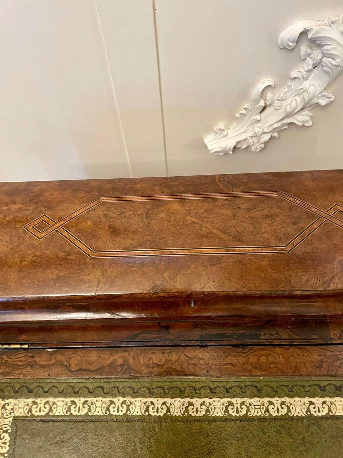 Antique Victorian Quality Burr Walnut Inlaid Freestanding Davenport photo vinterior