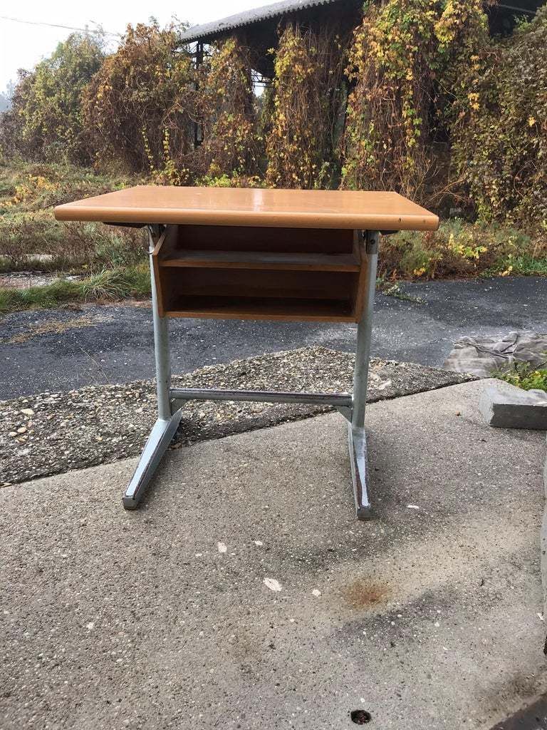 photo furniture Embru Original 1960s Swiss Made School Bench, Desk, Office Table