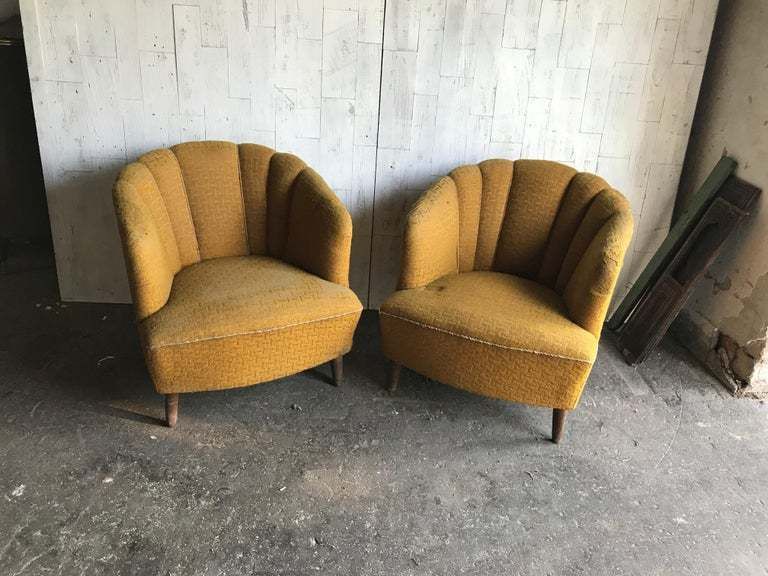 Pair Of Original Art Deco Club Armchairs, Circa 1940s photo for sale
