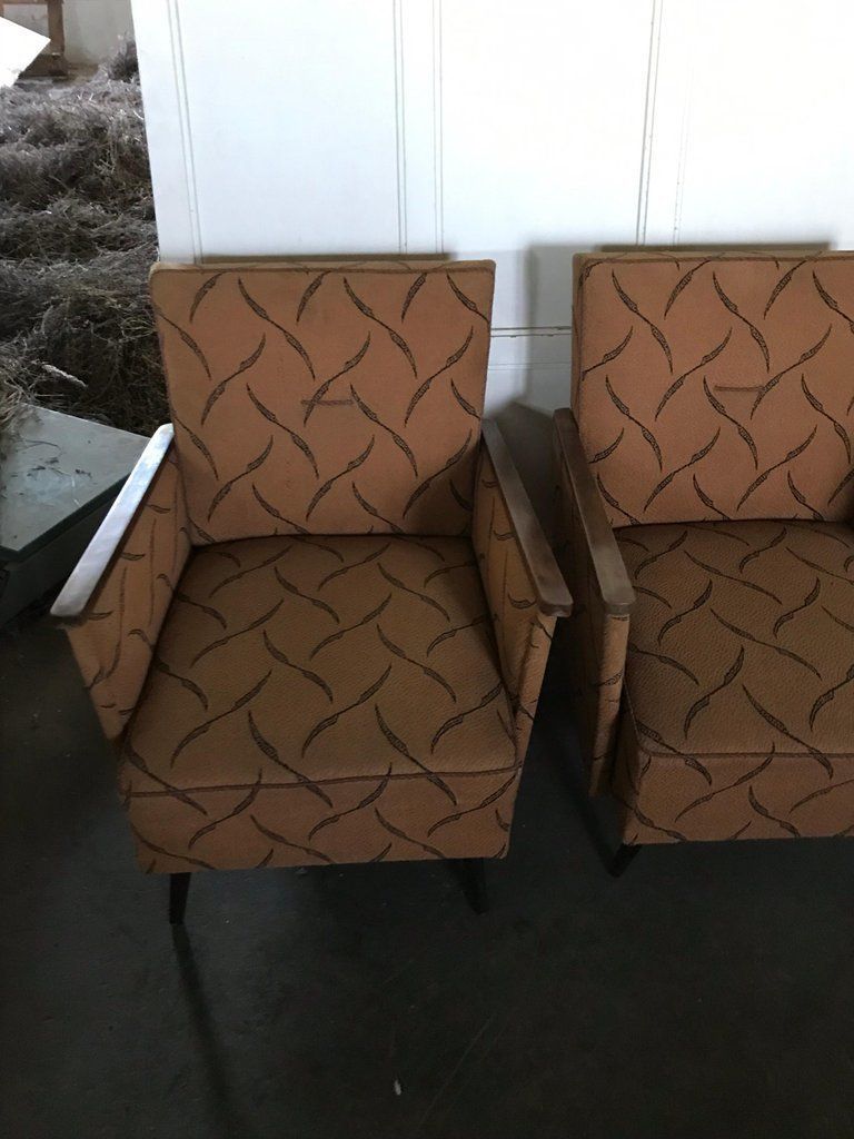 Pair Of Midcentury Original Fabric And Walnut Wood Hungarian Armchairs, 1950 photo 840.0