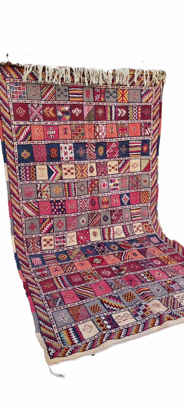 Large Handmade Moroccan Berber Rug. Colourful Berber Camel Wool Carpet/  9.3x5.1 Ft photo for sale