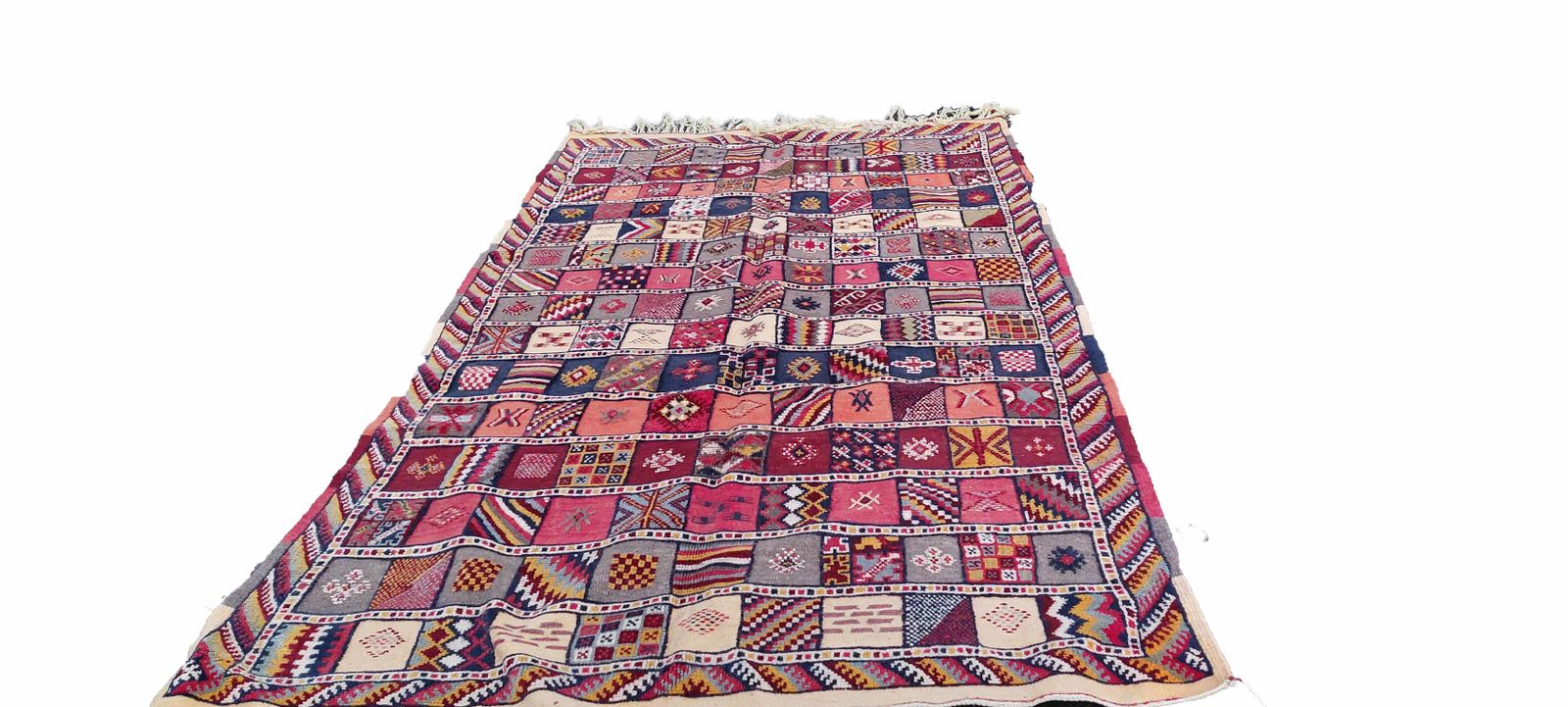 Large Handmade Moroccan Berber Rug. Colourful Berber Camel Wool Carpet/  9.3x5.1 Ft photo Textiles