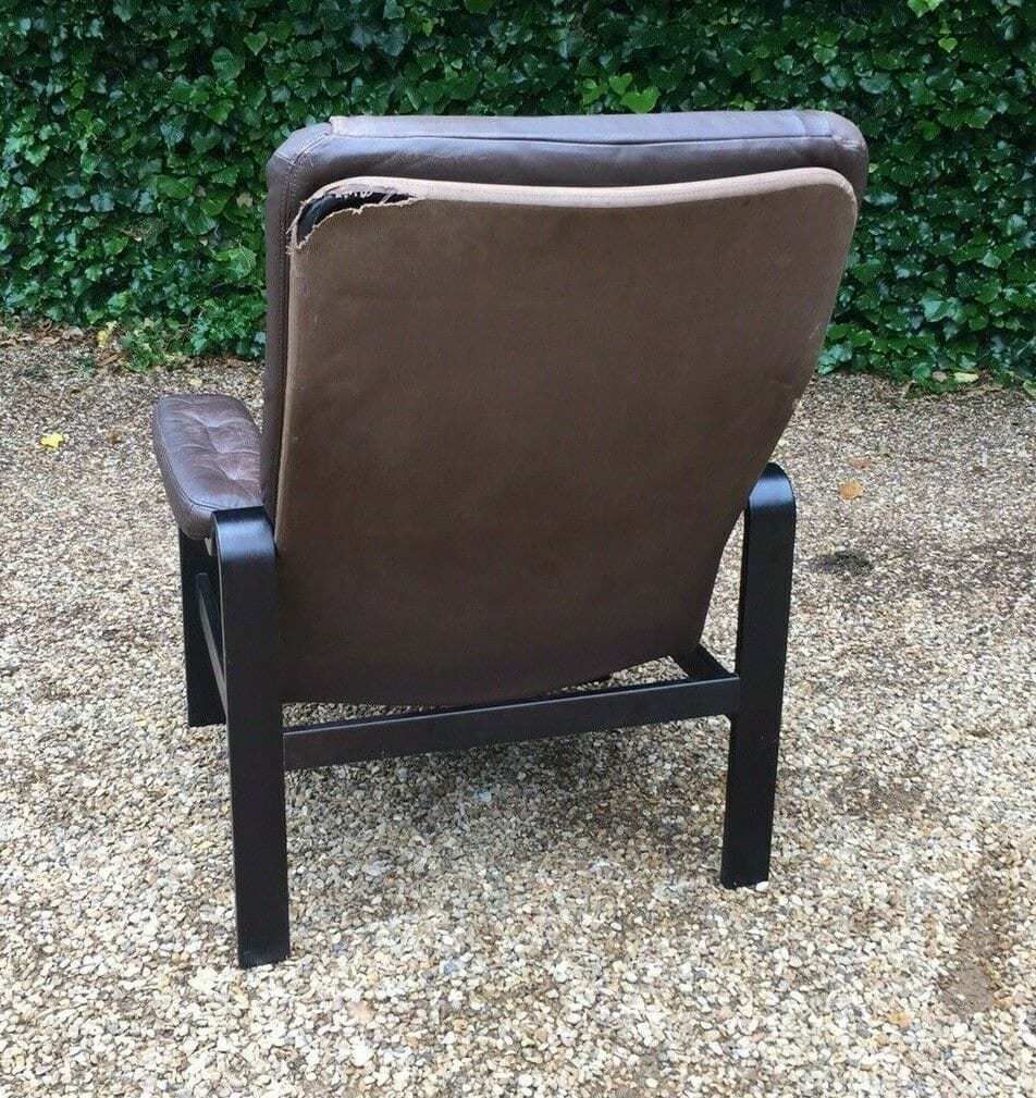 1960's Oy Bj Dahlqvist Dark Brown Leather Armchair photo Furniture