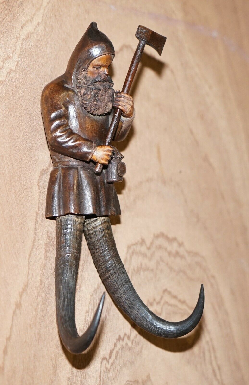 photo furniture Antique Circa 1880 Pair Of Super Rare Black Forest Hand Carved Dwarf Whip Hooks