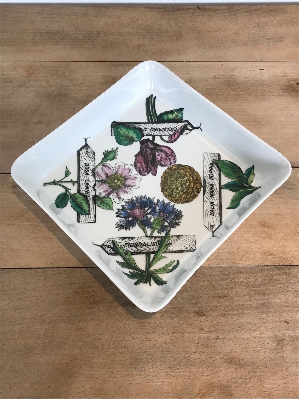 Super Rare Mid Century Modern Piero Fornasetti Botanica Pratica Porcelain Square Serving Bowl Or Dish photo vinterior