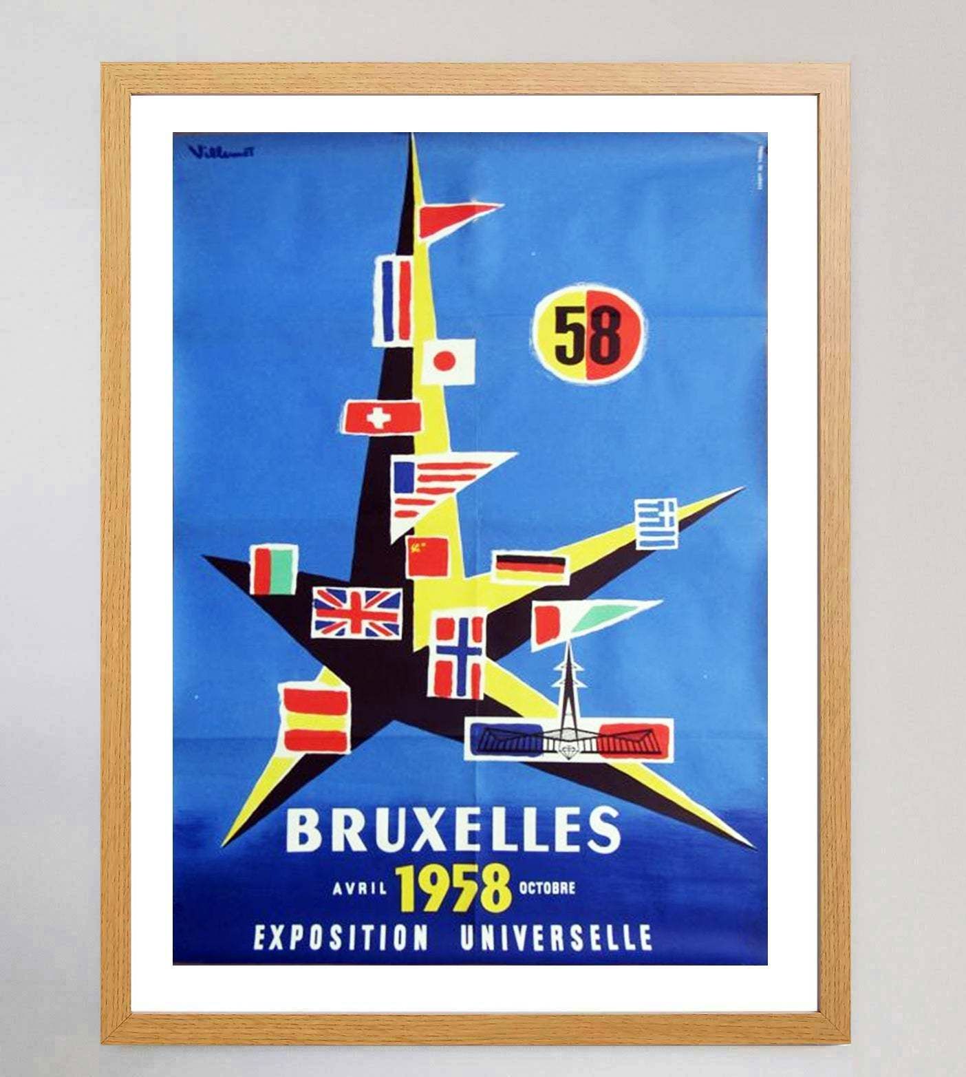 1958 Brussels World's Fair, 1950s, Original Vintage Poster photo Art