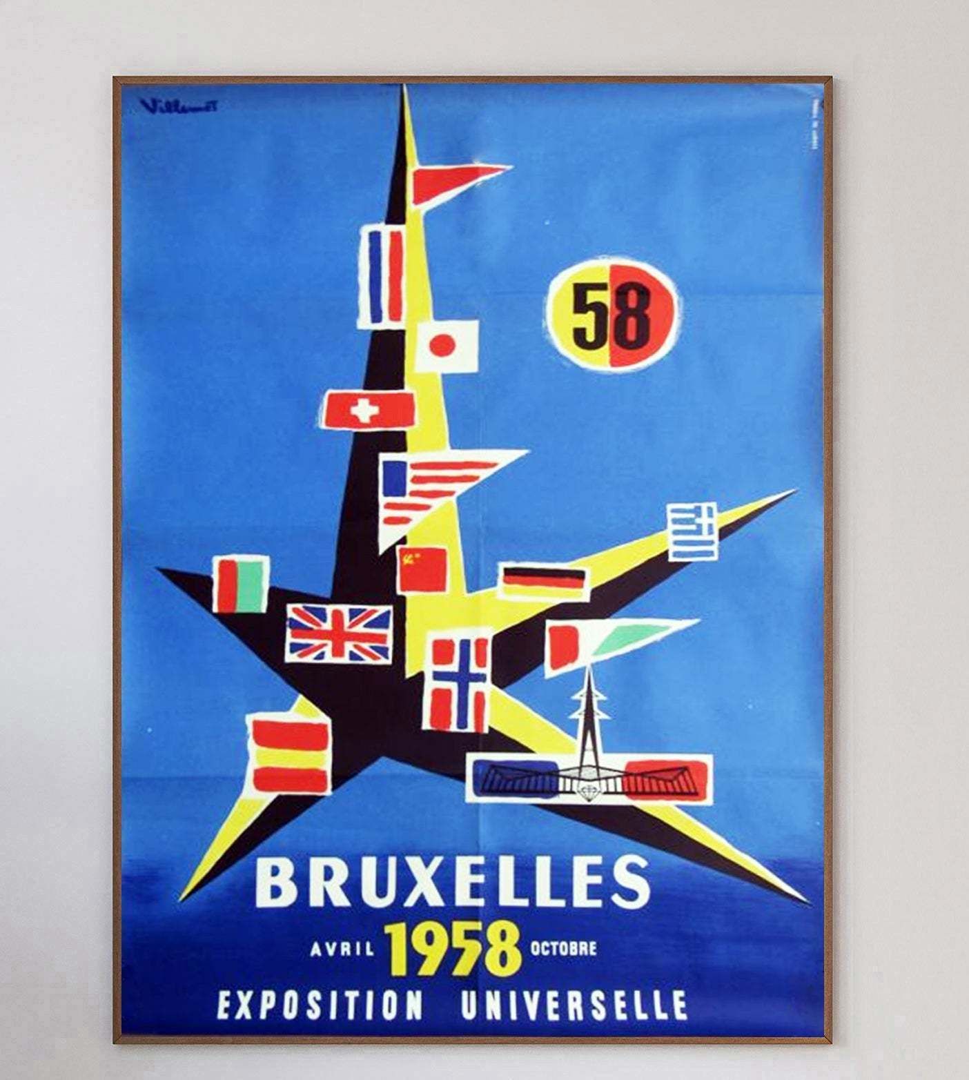 1958 Brussels World's Fair, 1950s, Original Vintage Poster photo 406.0