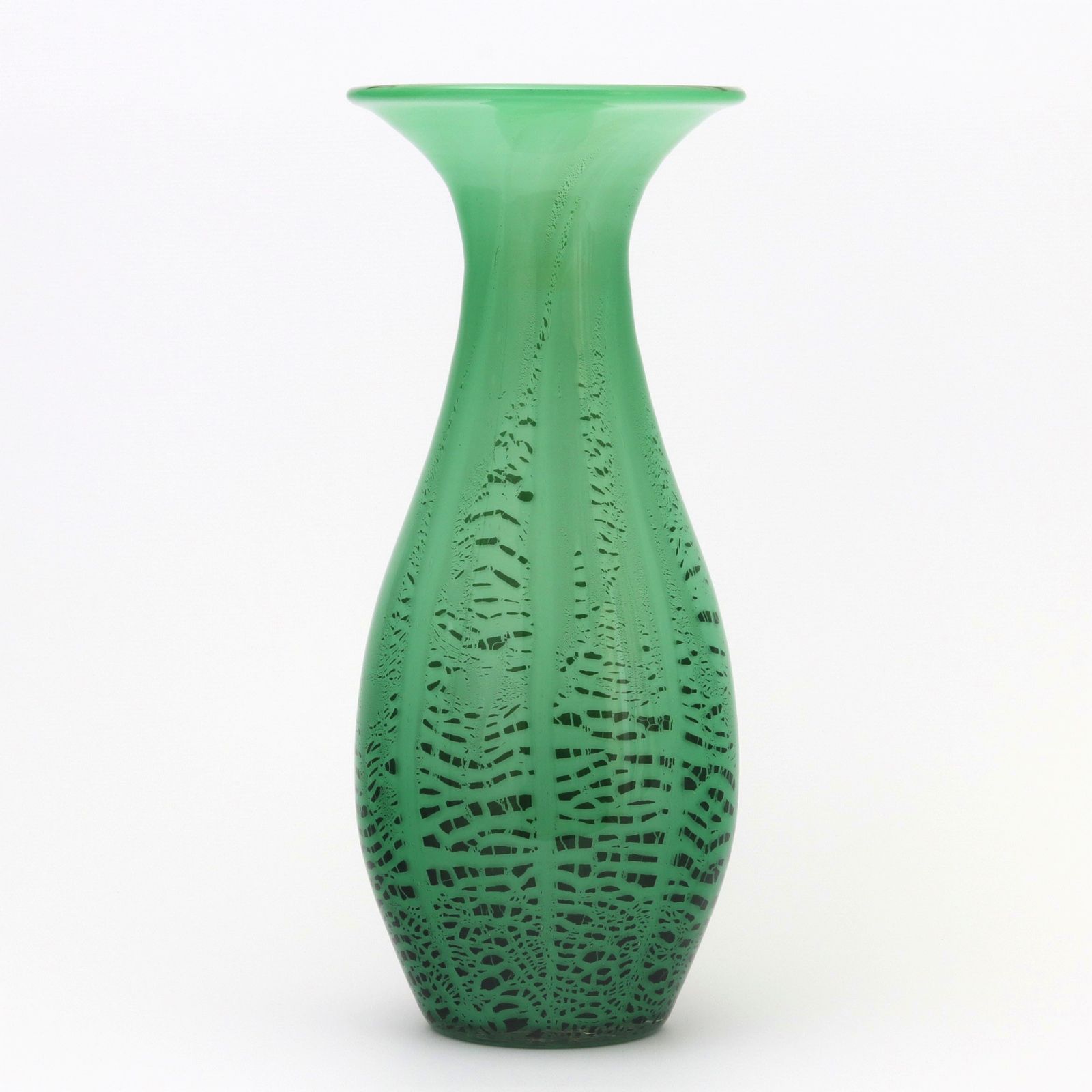 Tall Art Deco Wmf Ikora Green Skittle Glass Vase By Karl Wiedmann C1930s