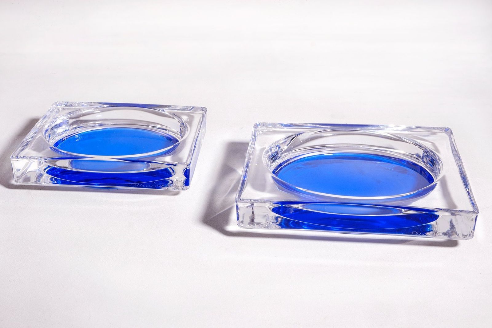 French Crystal Trays From Daum, Set Of 2