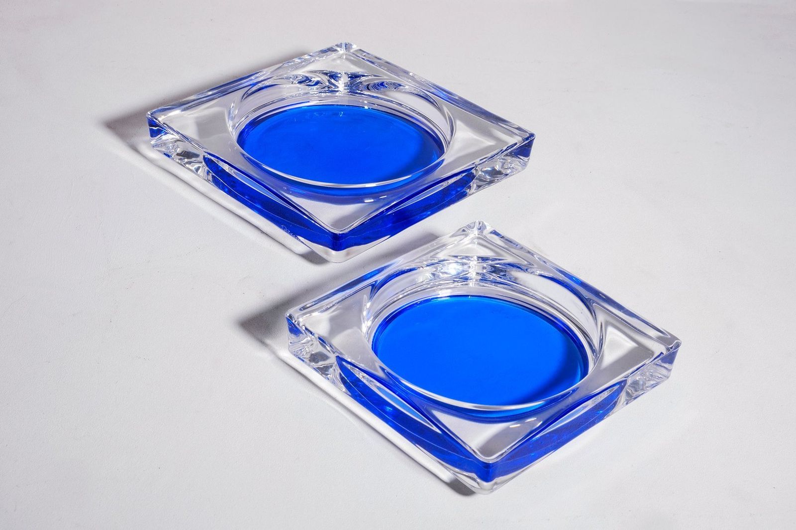 French Crystal Trays From Daum, Set Of 2 photo for sale