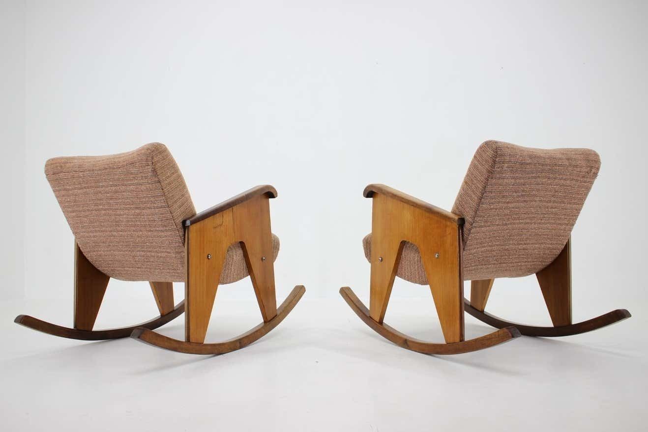 Pair Of Two Mid Century Design Rocking Chairs   Czechoslovakia, 1960s photo vintage