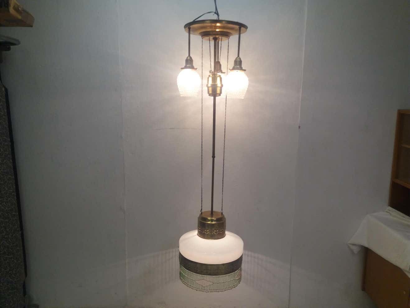 1910 Art Nouveau Pull Out Chandelier, Czechoslovakia photo for sale