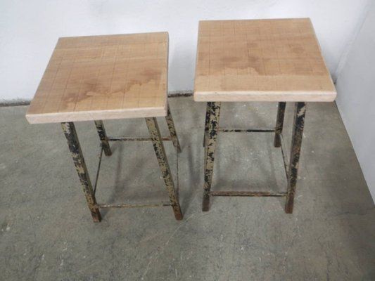 Iron Stools, 1950s, Vintage photo Furniture