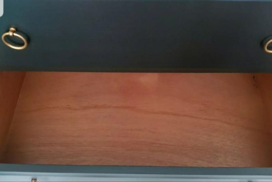 Stag Minstrel Painted Bedroom Set, Black Bedside Cabinets, Black Tallboy, Lowboy And & Chest Of Drawers. photo 1695.0