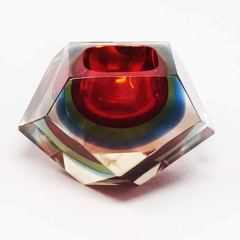 1960s Astonishing Red And Blue Ashtray Or Catchall By Flavio Poli For Seguso. Made In Italy photo for sale