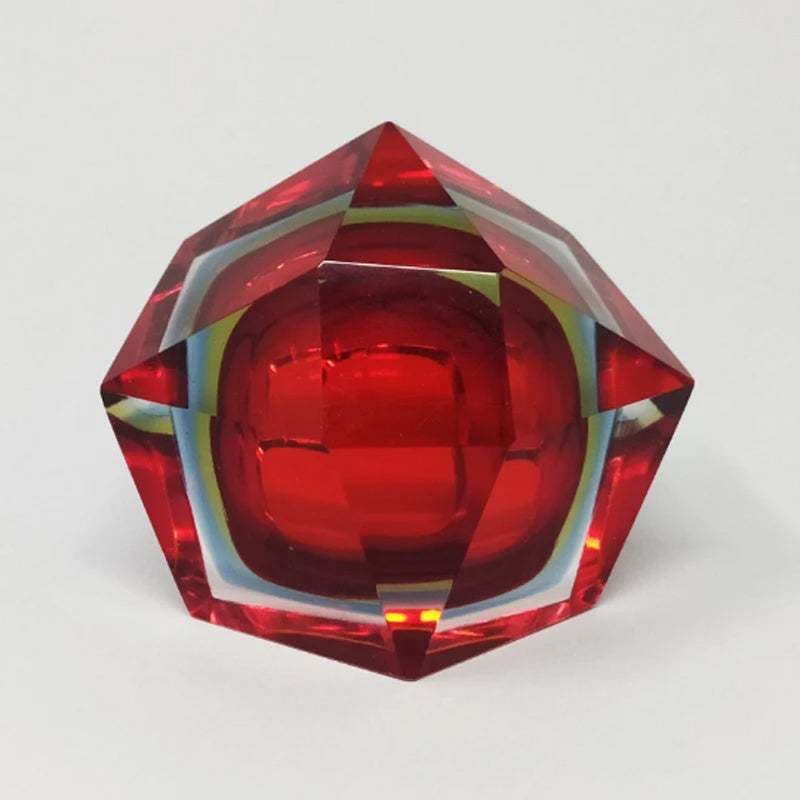 1960s Astonishing Red And Blue Ashtray Or Catchall By Flavio Poli For Seguso. Made In Italy photo 398.0