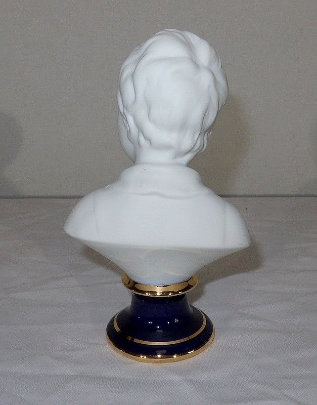 Small Bust Of Alexandre Brongniart In Limoges Biscuit, After Ja Houdon photo vintage