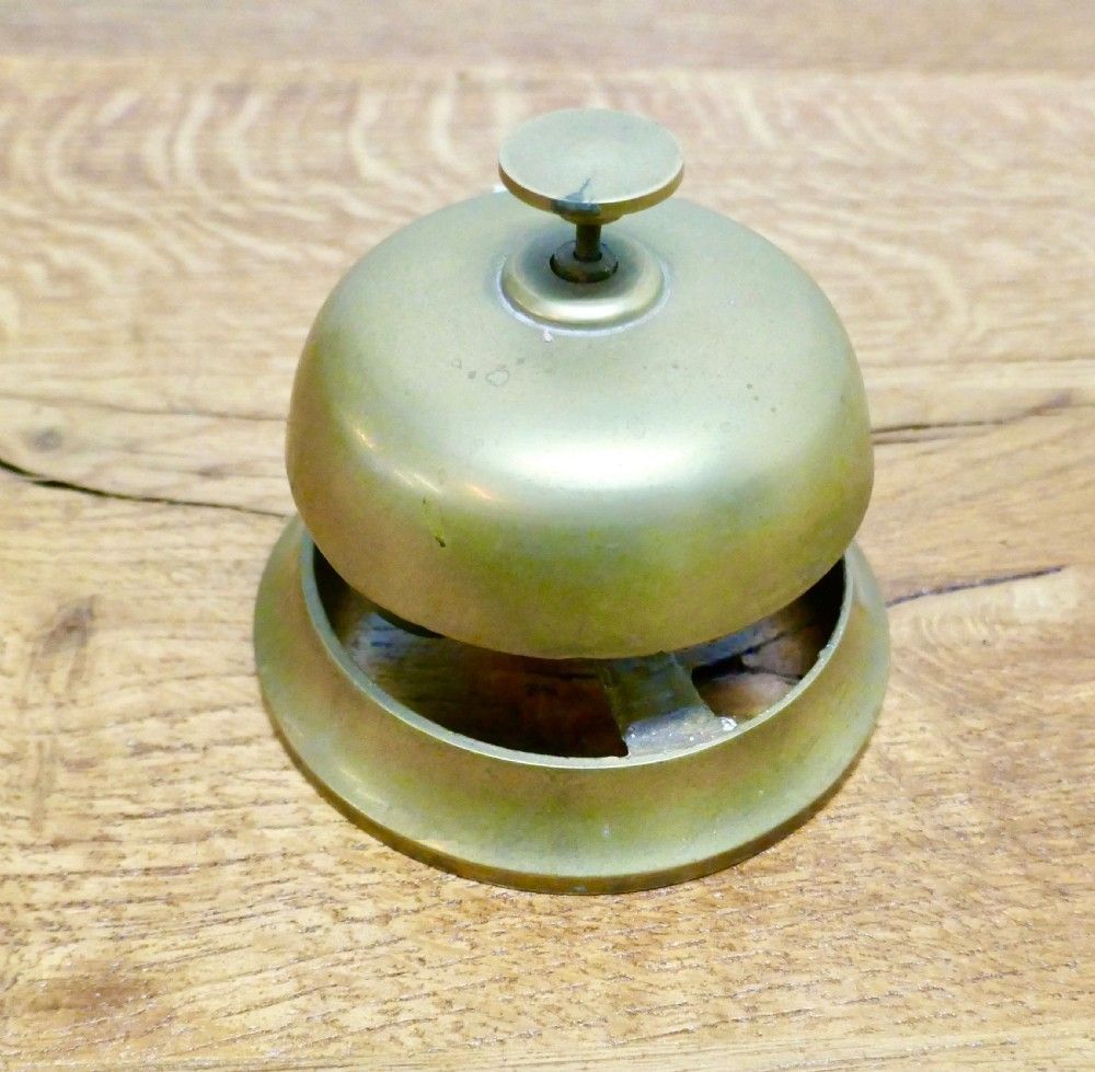 Victorian Brass Courtesy Counter Top Bell, Reception Desk Bell photo for sale