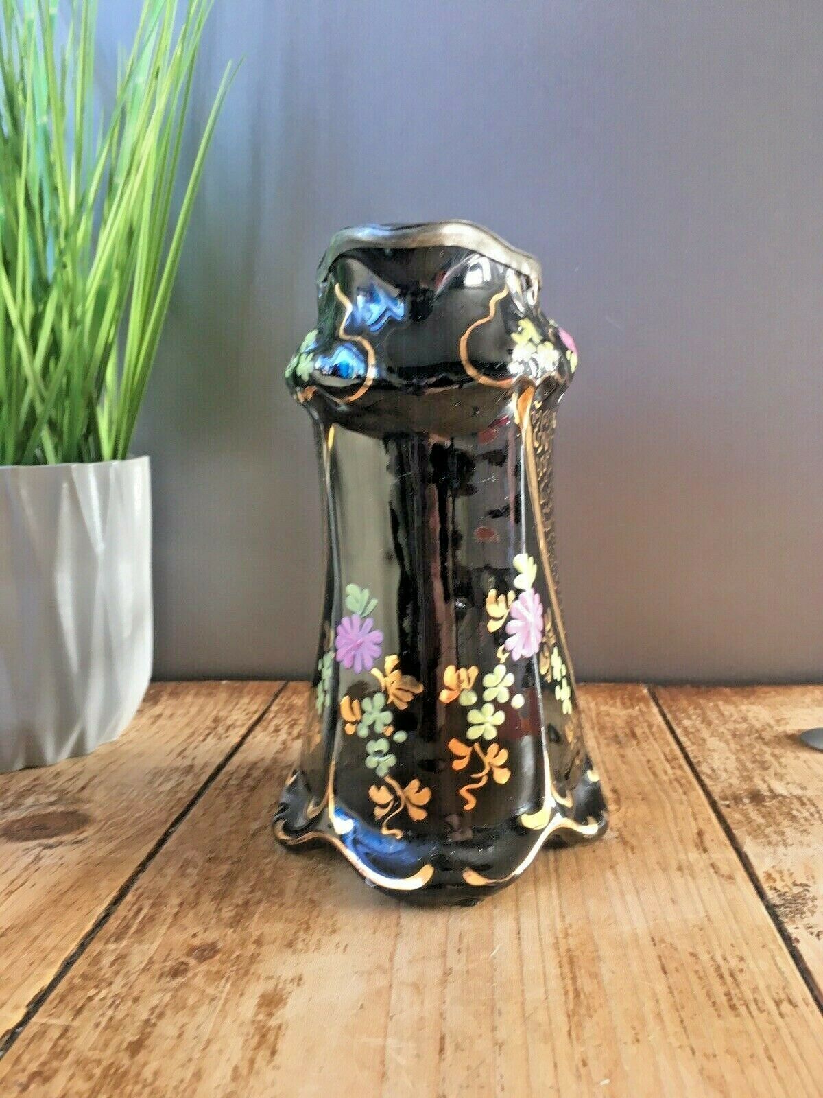Victorian Jackfield Floral Gilded Pewter Lidded Hot Water Jug Gibsons Jetware photo for sale