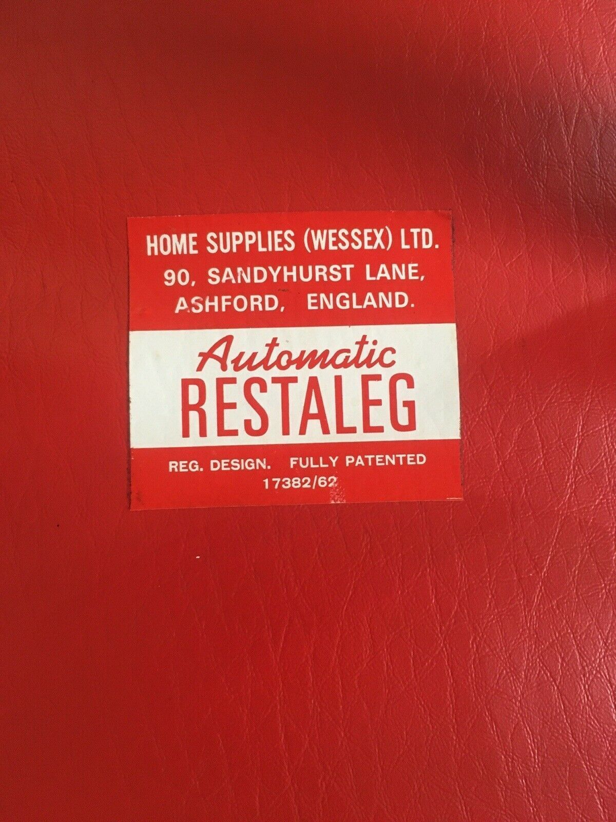 Furniture Stylish Mid Century 1960's Automatic Restaleg Red Vinyl Foot Stool Pouffe 70's photo