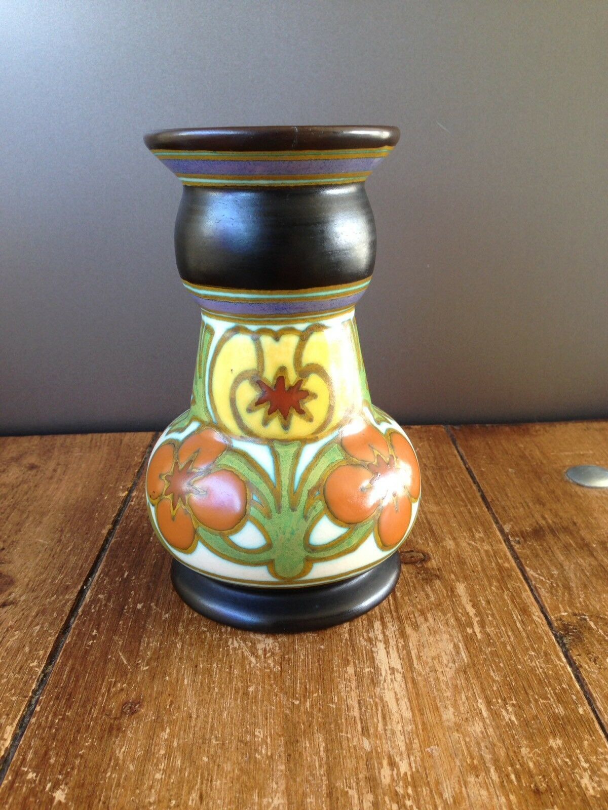 Antique Hand Painted Gouda 127 Acheron Plazuid Vase 501 Floral Dutch Art Pottery photo Home Decor
