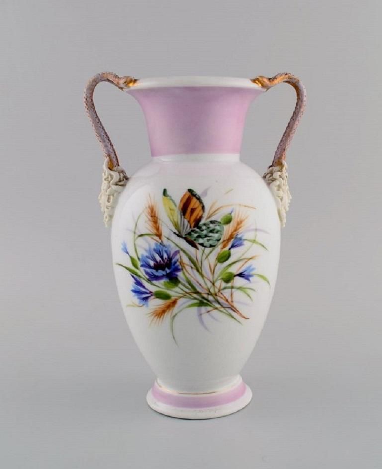 Antique Bing & Grøndahl Porcelain Vase With Hand Painted Butterflies And Flowers photo furniture