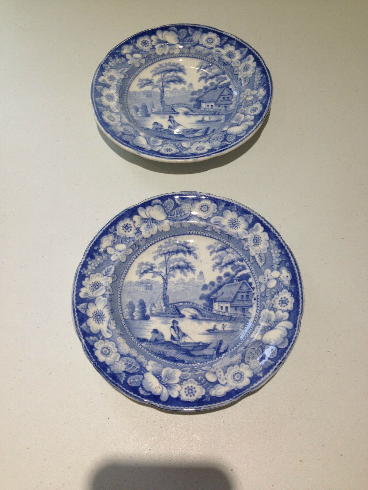 Rare Pair Of Small C1834 59 Podmore Walker & Co Pre Wedgwood Wild Rose Plates Pw photo 50.0
