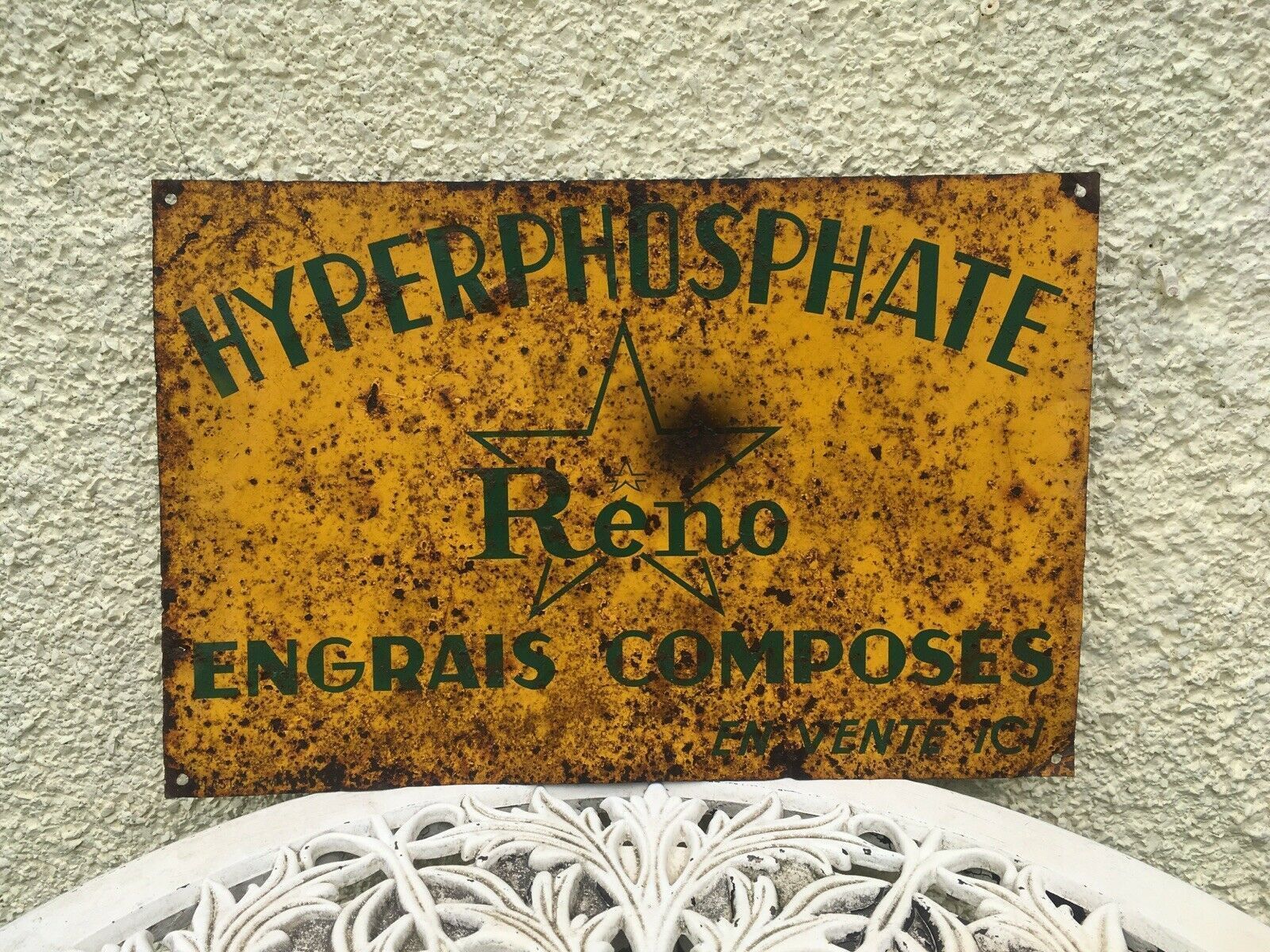 V.Rare French Yellow Reno Hyperphosphate Fertilizer Engrais Star Man Cave Sign photo Home Decor