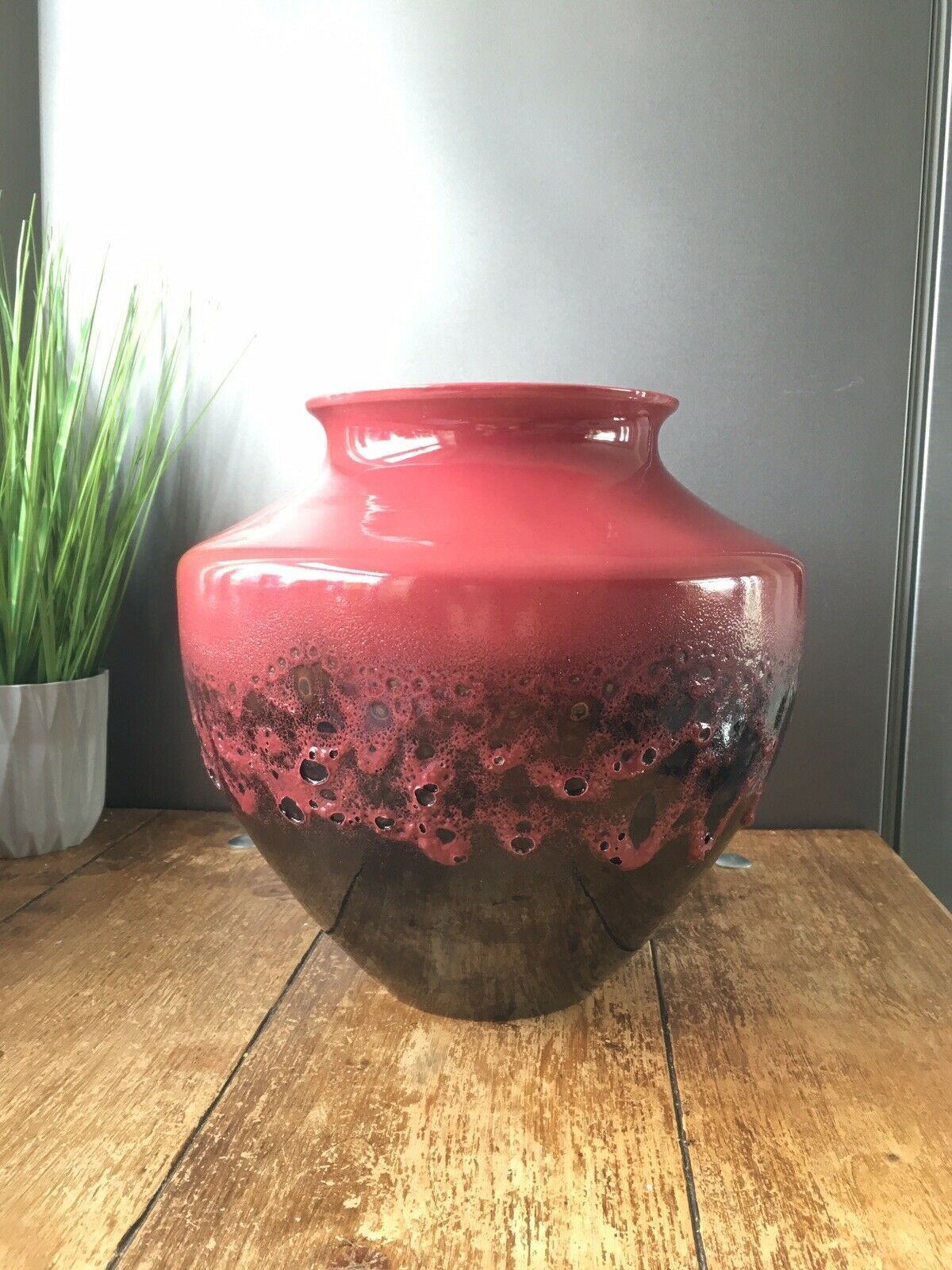 Large Royale Stratford Alchemy Reflective Art Fat Lava Planter Vase Jardiniere photo vinterior