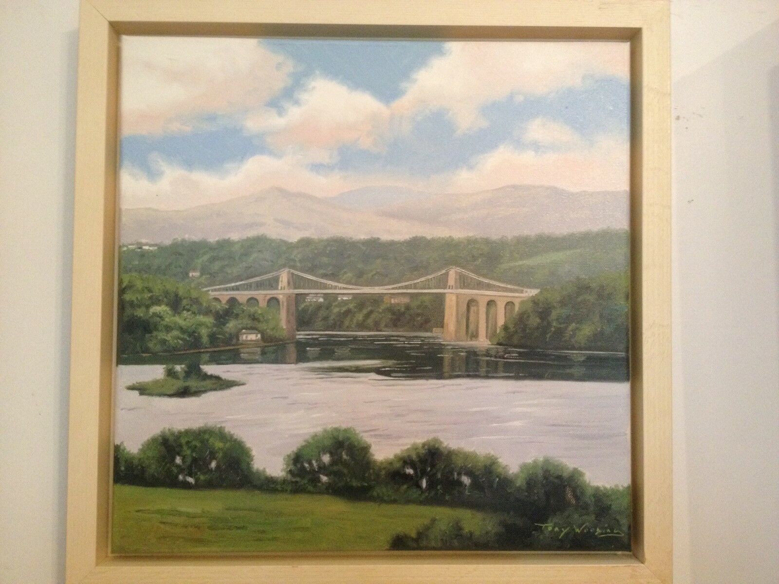 Gorgeous Original Tony Wooding Oil Painting Of The Straits Menai Bridge Anglesey photo 900.0