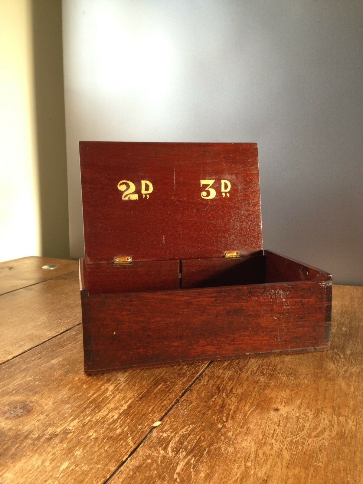 Rare Antique Victorian Wooden Cigar Box Gilded 2d 3d Shop Counter Display Waiter