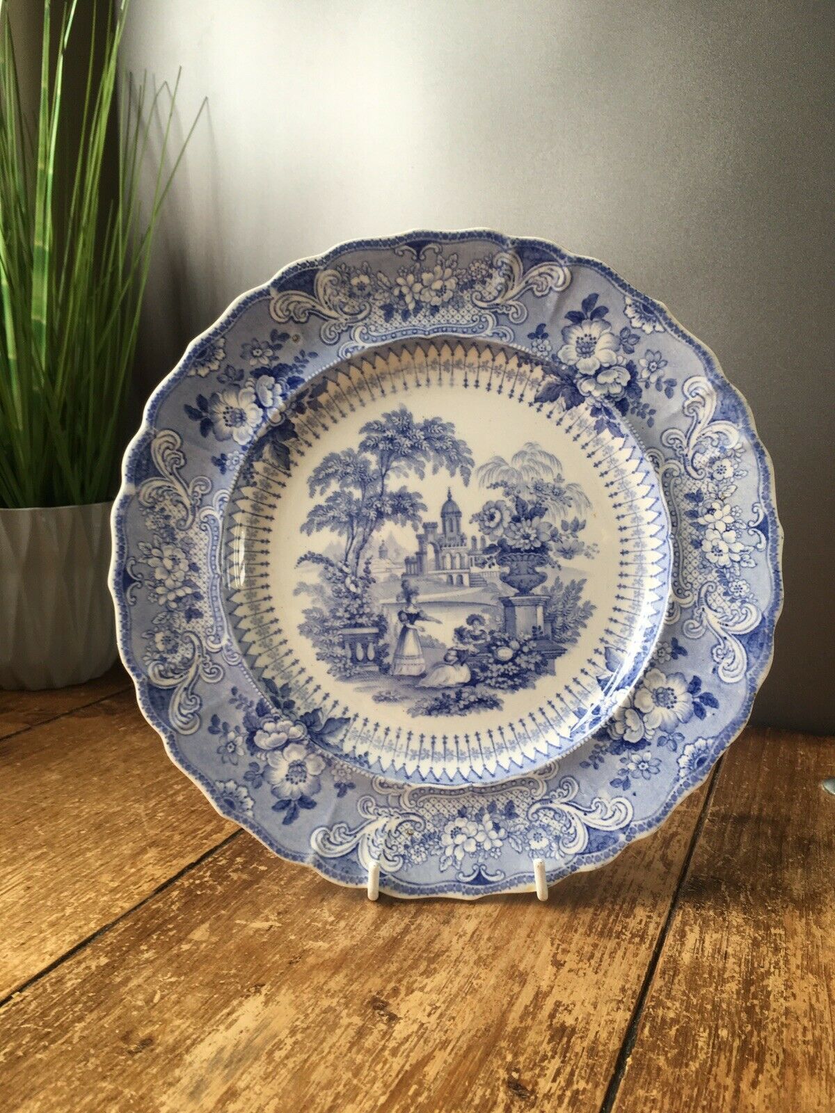 V.Rare Set Of 6 C1834 59 Podmore Walker & Co Pre Wedgwood Florentine Plates Pw photo vintage