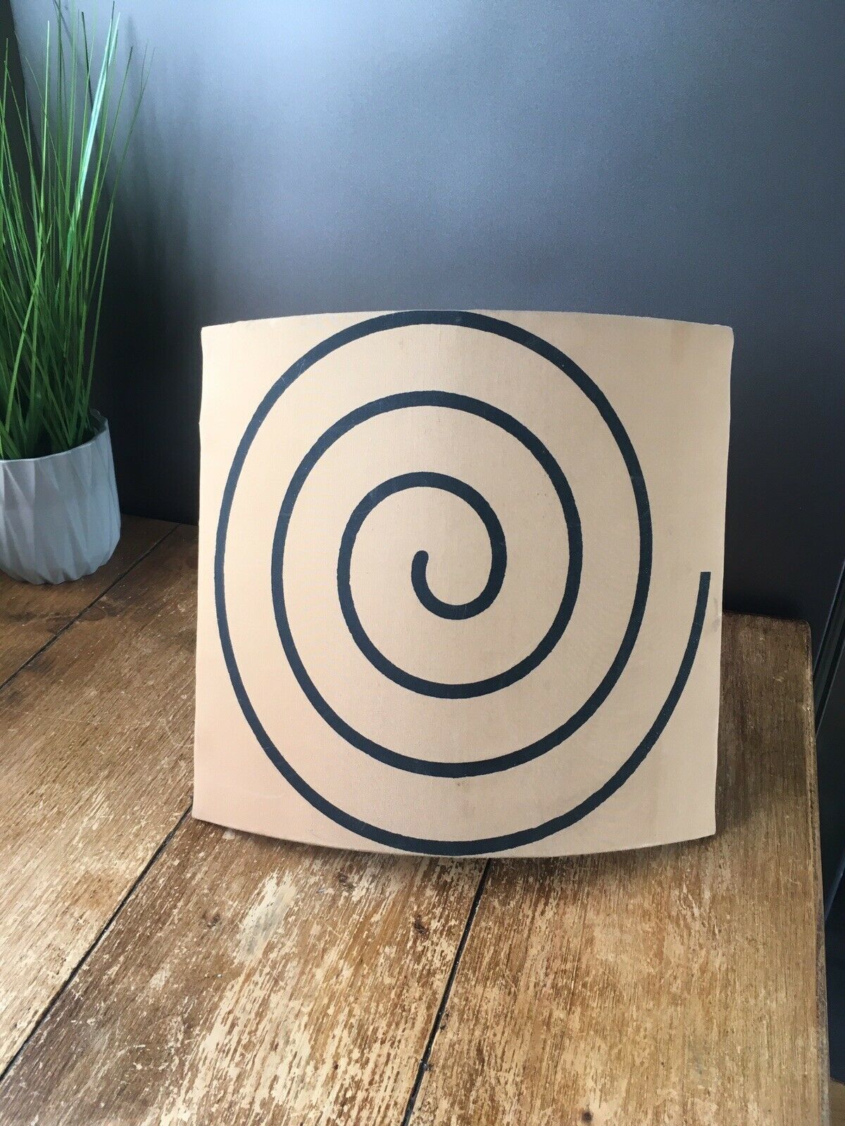 photo for sale Super Retro Hypnotic 1960s 70's Fabric Uplighter Shades Blue Green Beige Spirals