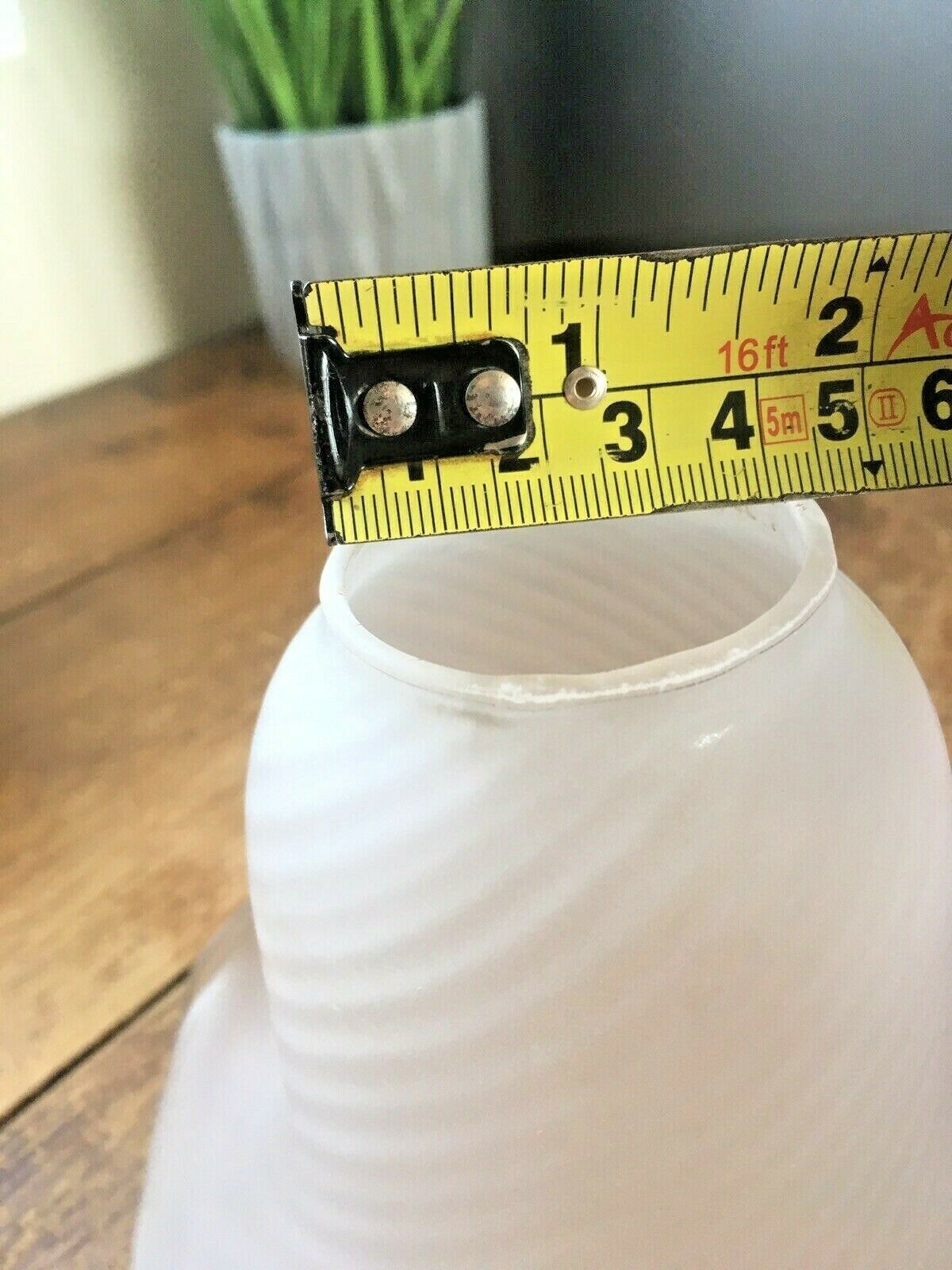 photo furniture Lovely Vintage French Vianne Glass Frosted Ribbed Ruffled Fluted Edge Lamp Shade