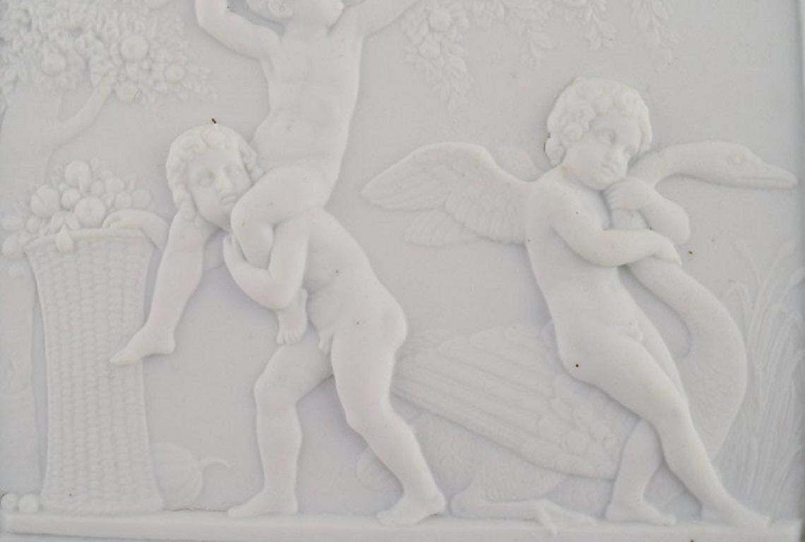 Bing And Grøndahl After Thorvaldsen, Antique Biscuit Wall Plaque With Putti photo for sale