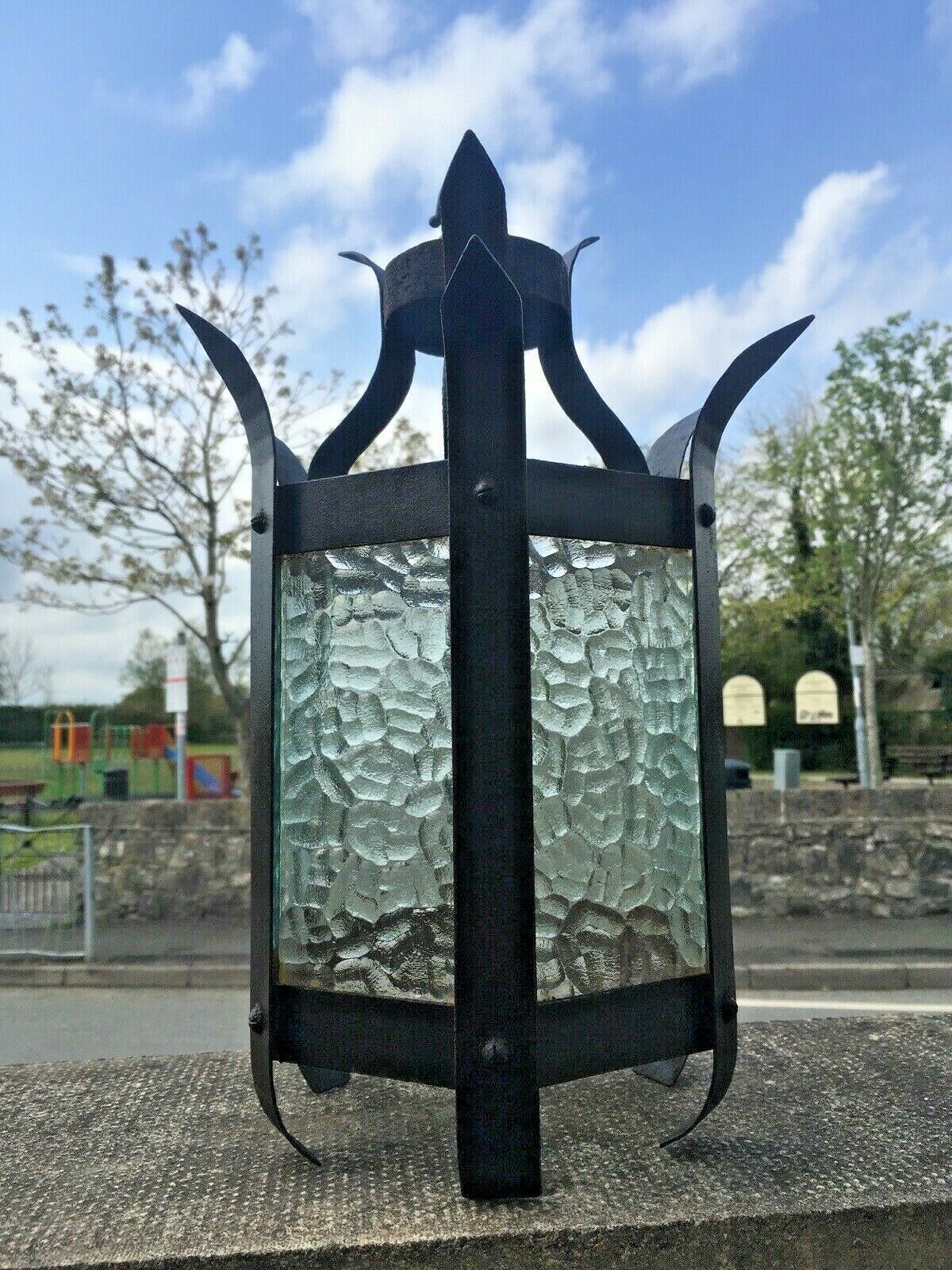 photo for sale Antique Hexagonal Art Nouveau Lantern Hanging Lamp Light Arts & Crafts Gothic