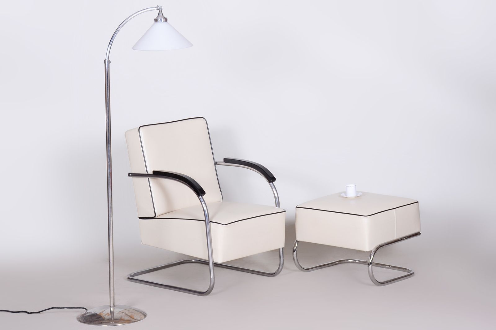 Furniture White Mucke Melder Armchair Set 1930s Czechia photo