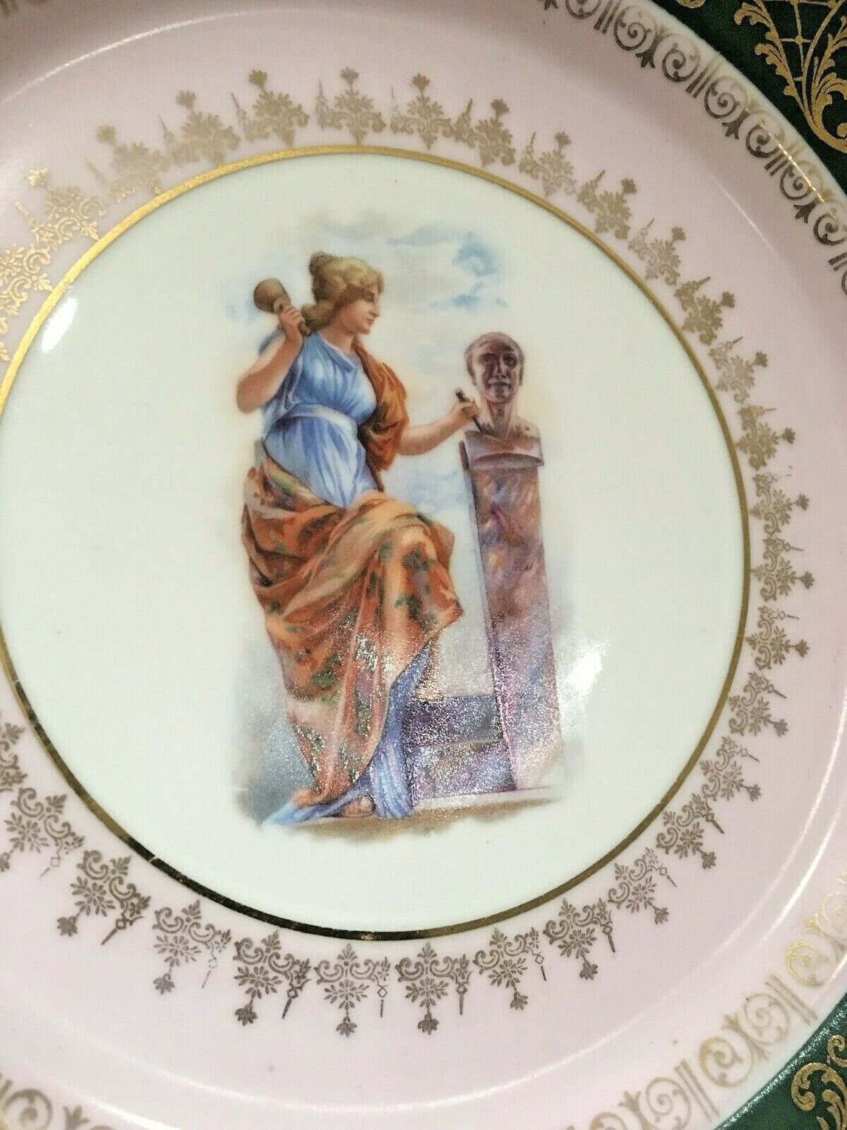 Pair Of 2 Antique Royal Vienna Porcelain Cabinet Plates Artists At Work Limoges photo buy
