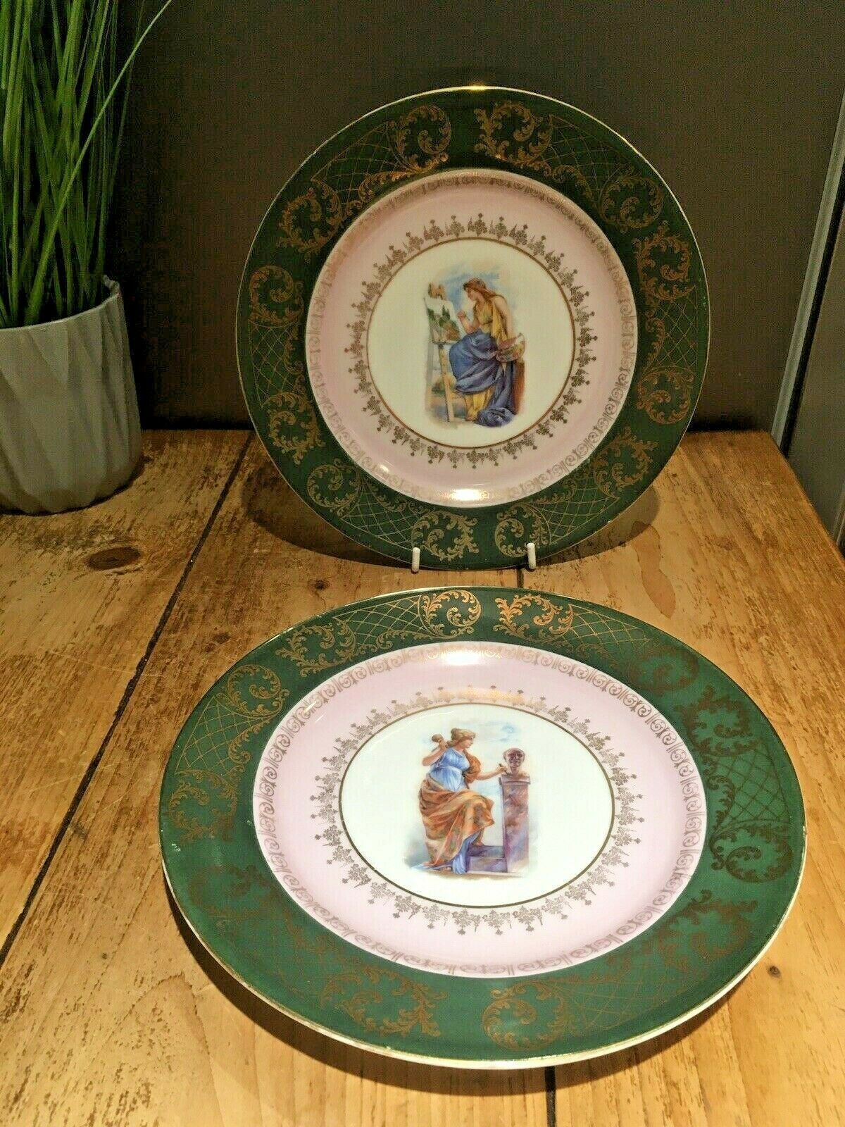 90.0 Pair Of 2 Antique Royal Vienna Porcelain Cabinet Plates Artists At Work Limoges photo