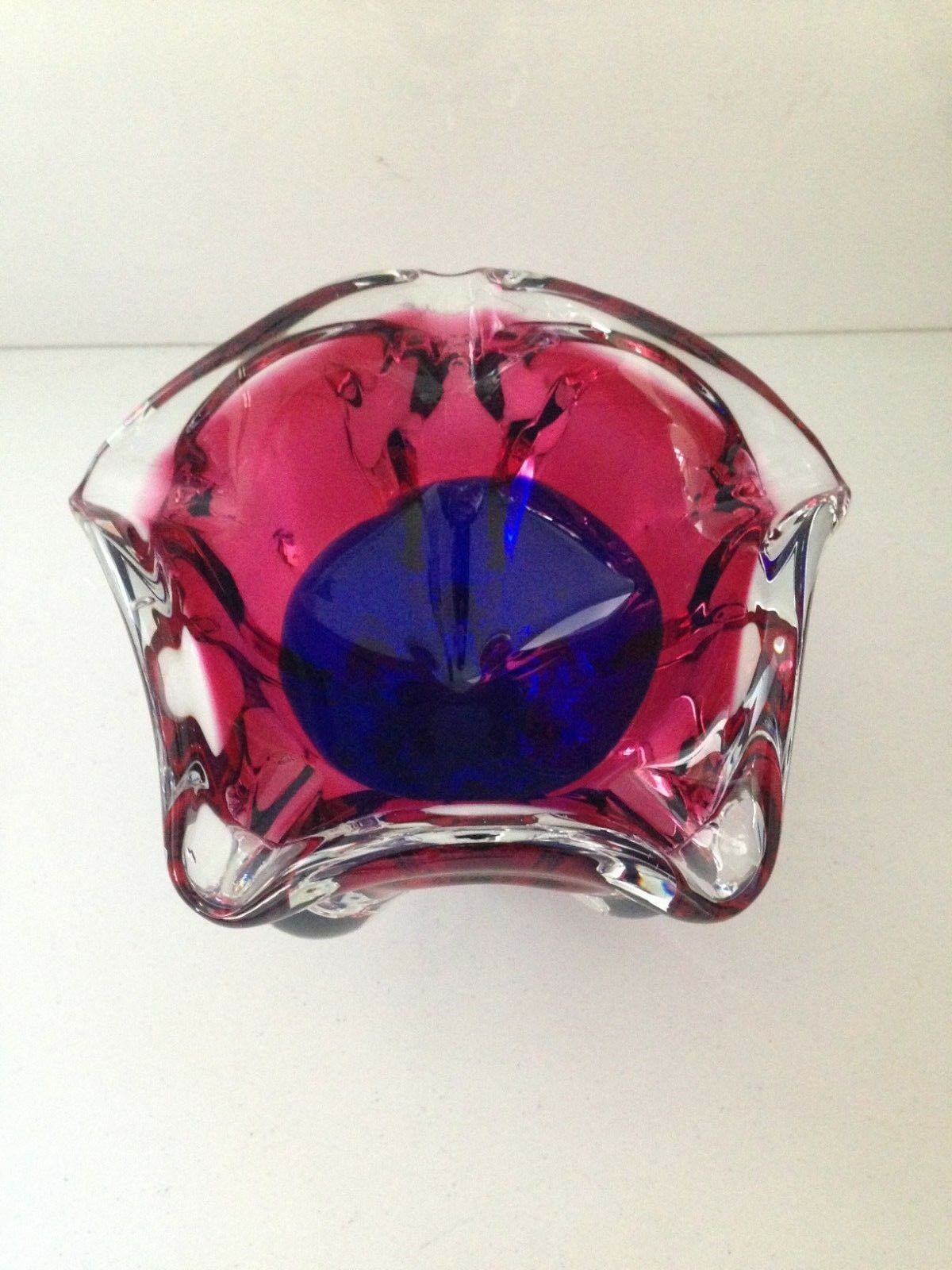 Home Decor Pink & Blue Czech Chribska Art Glass Lips Ashtray / Bowl Dish By Josef Hospodka photo