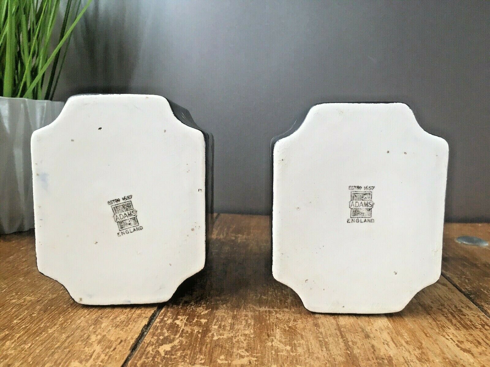 Beautiful Rare Pair Of Antique Neoclassical Adams Pottery Black Chariot Vases photo buy