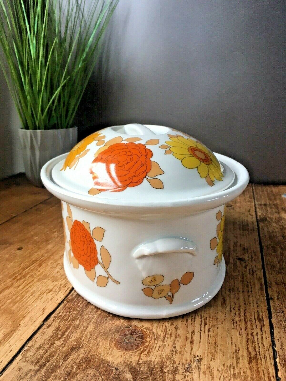 Retro Pillivuyt Décor Locarno Flower Power Vintage Casserole Roasting Oven Dish photo furniture