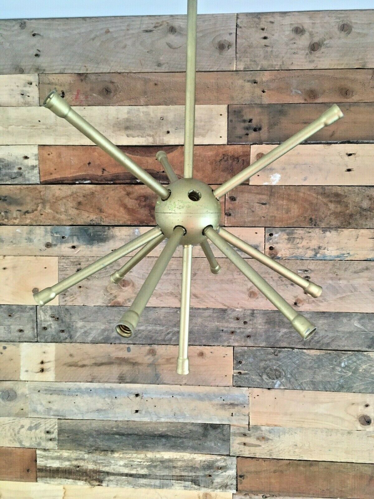 Mid Century Modern 60's 70s Sputnik Atomic Gold Plastic Ceiling Light Chandelier photo vinterior