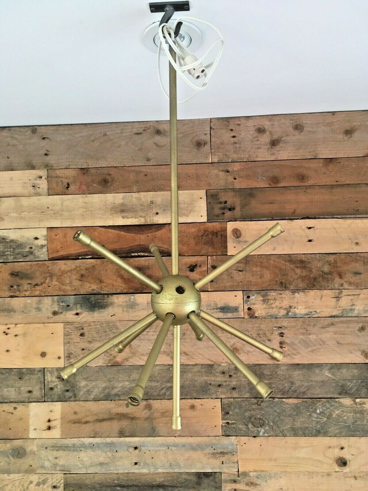 100.0 Mid Century Modern 60's 70s Sputnik Atomic Gold Plastic Ceiling Light Chandelier photo