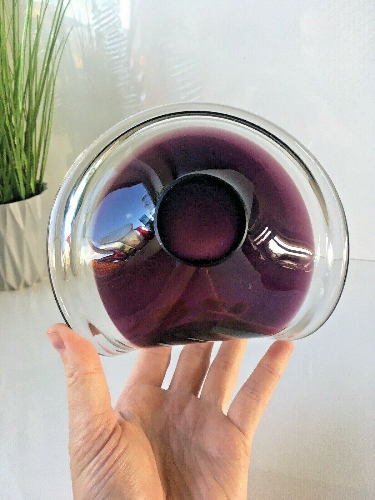 Mid Century Swedish Flygsfors Aubergine Freeform Art Glass Bowl   Paul Kedelv photo buy